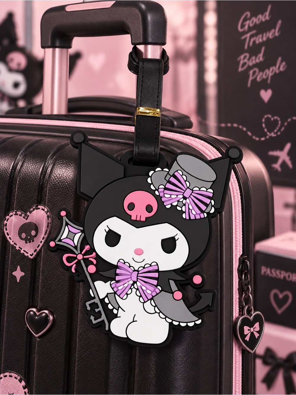 Kuromi Kawaii Gothic Magician Luggage Tag NWT